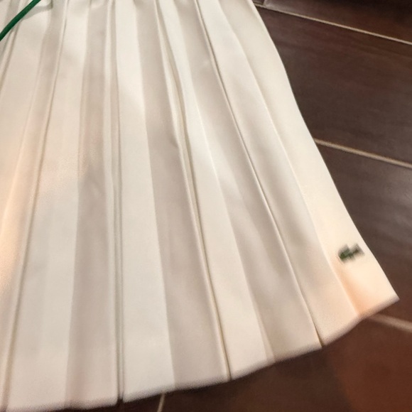 Lacoste Women's Cream Pleated Skirt with Green Accent - Picture 3 of 5